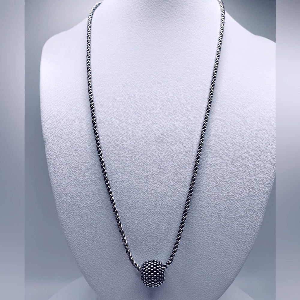 Silpada Rare HTF Sterling Silver Popcorn Slide Enhancer/Ball on Twisted Chain